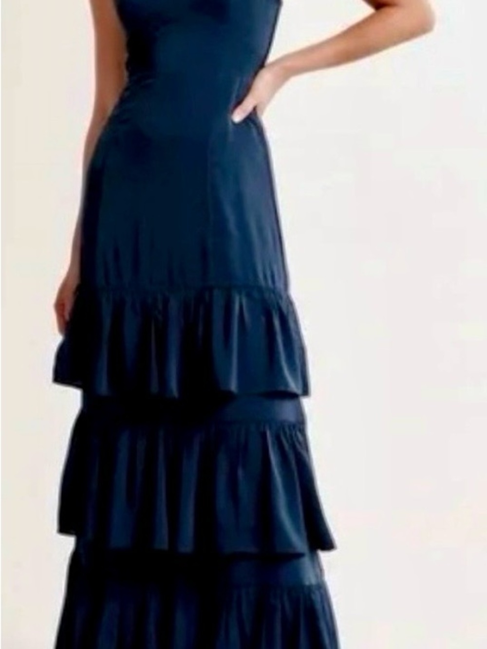 ABERCROMBIE & FITCH Navy Drama Ruffle Maxi Dress- size medium tall
